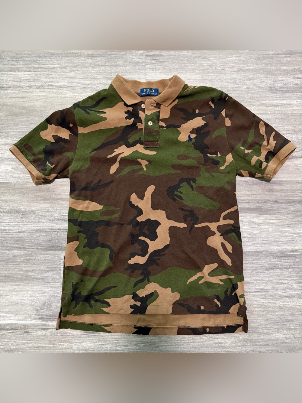 Polo Ralph Lauren Youth Large 14-16 Camouflage Woodland Polo Shirt Pony Logo